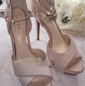 💗Blush platform stilettos with bling